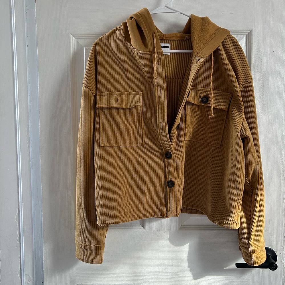 Corduroy jacket with hood